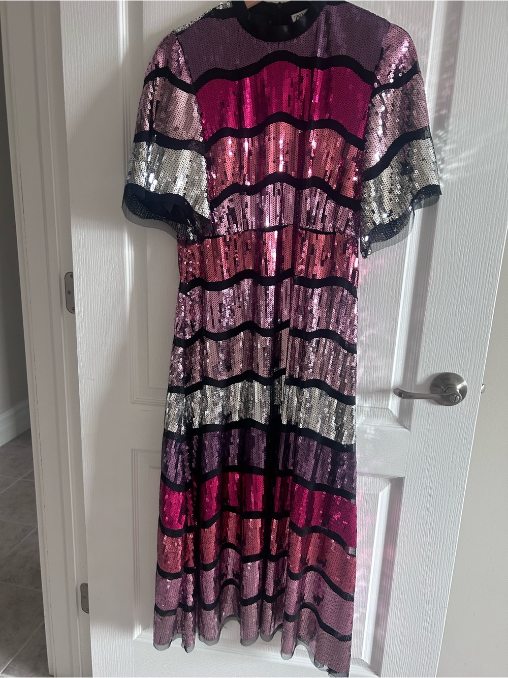 Zara Pink, Purple & Silver Sequined  Dress